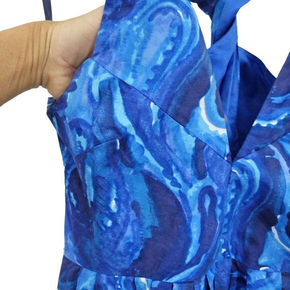 Michael Michael Kors Dress Starry Night Print Twist Racerback Fit & Flare Blue 8 - Picture 8 of 15